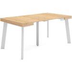 Skraut home - table console extensible, console meuble, 160, pour 8 personnes, pieds en bois, style moderne, ...
