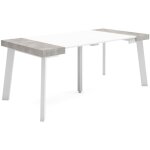 Table console extensible, console meuble, 180, pour 8 personnes, pieds en bois, style moderne, blanc ...