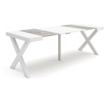 Table console extensible, console meuble, 220, pour 10 personnes, pieds bois massif, style moderne, blanc ...