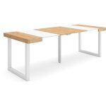 Table console extensible, console meuble, 220, pour 10 personnes, pieds bois massif, style moderne, ch�ne ...