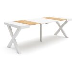 Table console extensible, console meuble, 220, pour 10 personnes, pieds bois massif, style moderne, ch�ne ...
