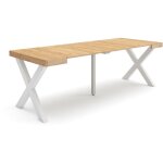 Skraut home - table console extensible, console meuble, 220, pour 10 personnes, pieds bois massif, style ...