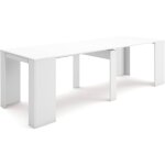 Table console extensible, console meuble, 260, pour 12 personnes, table � manger, style moderne, blanc ...