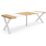 Table console extensible, console meuble, 260, pour 12 personnes, pieds bois massif, style moderne, chêne ... Table console extensible, console meuble, 260, pour 12 personnes, pieds bois massif, style moderne, chêne ...
