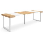 Table console extensible, console meuble, 260, pour 12 personnes, pieds bois massif, style moderne, chne ...
