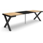 Table console extensible, console meuble, 260, pour 12 personnes, pieds bois massif, style moderne, chne ...