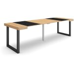 Table console extensible, console meuble, 260, pour 12 personnes, pieds bois massif, style moderne, chêne ... Table console extensible, console meuble, 260, pour 12 personnes, pieds bois massif, style moderne, chêne ...