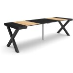Table console extensible, console meuble, 260, pour 12 personnes, pieds bois massif, style moderne, chne ...
