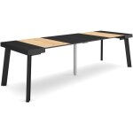 Skraut home - table console extensible, console meuble, 260, pour 12 personnes, pieds en bois, style ...