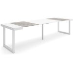 Table console extensible, console meuble, 300, pour 14 personnes, pieds bois massif, style moderne, blanc ... Table console extensible, console meuble, 300, pour 14 personnes, pieds bois massif, style moderne, blanc ...