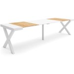 Table console extensible, console meuble, 300, pour 14 personnes, pieds bois massif, style moderne, ch�ne ...
