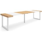 Table console extensible, console meuble, 300, pour 14 personnes, pieds bois massif, style moderne, ch�ne ...