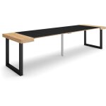 Table console extensible, console meuble, 300, pour 14 personnes, pieds bois massif, style moderne, chne ...