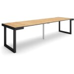 Skraut home - table console extensible, console meuble, 300, pour 14 personnes, pieds bois massif, style ...
