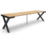 Skraut home - table console extensible, console meuble, 300, pour 14 personnes, pieds bois massif, style ...