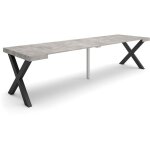 Table console extensible, console meuble, 300, pour 14 personnes, pieds bois massif, style moderne, gris ...