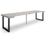Table console extensible, console meuble, 300, pour 14 personnes, pieds bois massif, style moderne, gris ...