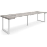 Table console extensible, console meuble, 300, pour 14 personnes, pieds bois massif, style moderne, gris ...