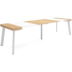 Table console extensible, console meuble, 300, pour 14 personnes, pieds en bois, style moderne, ch�ne ...