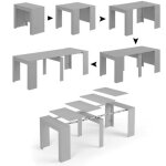Ventemeublesonline - table console extensible multifonctionnelle, couleur gris béton, dimensions 90 x ... Ventemeublesonline - table console extensible multifonctionnelle, couleur gris béton, dimensions 90 x ...