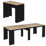 Idmarket - table console extensible orlando 10 personnes 235 cm bois noir et fa�on h�tre