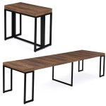 Table console extensible toronto 14 personnes 300 cm bois fonc design industriel