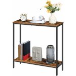 Hoobro ? console �troite avec �tag�re 75 x 22 x 75 cm ? cadre m�tal noir et surface bois marron ? pieds ...