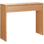 Table console, meuble console avec 1 tiroir coloris cerisier - longueur 100 x profondeur 30 x hauteur ...