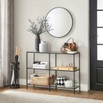 Table console, meuble d'entre, tagre  3 niveaux, en verre tremp, 100 x 30 x 73 cm, cadre en mtal, ...