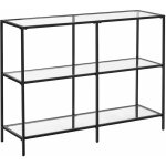Table console meuble d'entrée étagère à 3 niveaux en verre trempé 100 x 30 x 73 cm cadre en métal style ... Table console meuble d'entrée étagère à 3 niveaux en verre trempé 100 x 30 x 73 cm cadre en métal style ...