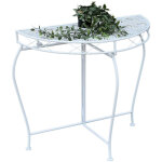 Table console murale blanc 96313 table d'appoint en m�tal 75 cm table de jardin semi - circulaire console ...