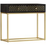 Table console noir et dor� 90x30x75 cm bois de manguier massif vidaxl