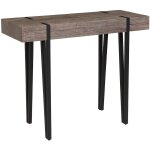 Table console avec plateau effet bois fonc� et pieds noirs en m�tal de style industriel pour hall d'entr�e ...