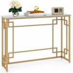 Relax4life - table console avec plateau en faux marbre, meuble d'entrée 110 x 30 x 81 cm avec cadre en ... Relax4life - table console avec plateau en faux marbre, meuble d'entrée 110 x 30 x 81 cm avec cadre en ...