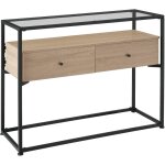 Table console style industriel 101, 5 x 41, 5 80, 5 cm bois clair