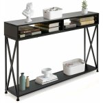 Table console style industriel, 120px23l x79hcm, avec 3 étagère ouverte, cadre en fer, table d'appoint, ... Table console style industriel, 120px23l x79hcm, avec 3 étagère ouverte, cadre en fer, table d'appoint, ...