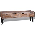 Table console tv avec 4 tiroirs bois de teck recycl� vidaxl
