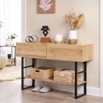 [en. casa] - table console varberg 75 x 120 x 30 cm noir effet ch�ne