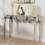 Table console en verre d'entr�e 120x35x76cm console meuble dor�e salon en verre argent� pour chambre, ...