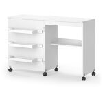 Vicco ? table de couture carmen ? blanc ? 118 x 79. 5 cm ? 3 �tag�res ? panneau de particules 16 mm ? ...