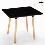 Table de cuisine bar restaurant carr�e 80x80 en bois design nordique fern - noir