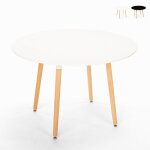 Table de cuisine bar restaurant ronde en bois design en bois 100 cm moss - blanc