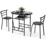 Table de cuisine avec chaise pour 2 personnes, table cuisine petit espace avec porte - bouteilles, table ...