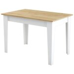 Table de cuisine avec rangement - kieva - m�lamine - blanc / chene - rectangulaire - 4 / 6 personnes ...