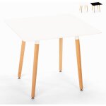 Table de cuisine et salle � manger carr�e au design scandinave 80x80cm wooden - blanc