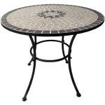 Lif - table ronde en me'tal aurora avec de'coration en mosaique de pierre 80x70 cm pour jardin