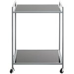 Table de desserte en verre et acier coloris gris - longueur 50 x profondeur 36 x hauteur 69 cm