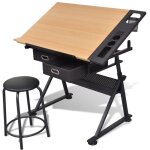 Table à dessin inclinable 2 tiroirs et tabouret - table haute avec tabourets bv577121 - bonnevie Table à dessin inclinable 2 tiroirs et tabouret - table haute avec tabourets bv577121 - bonnevie