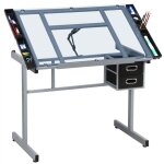 Yaheetech - table à dessin inclinable bureau à dessin réglable en hauteur avec 2 tiroirs table de travail ... Yaheetech - table à dessin inclinable bureau à dessin réglable en hauteur avec 2 tiroirs table de travail ...