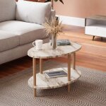 [en. casa] - table basse ovale hjreby 43 x 70 x 44 cm marbre crme